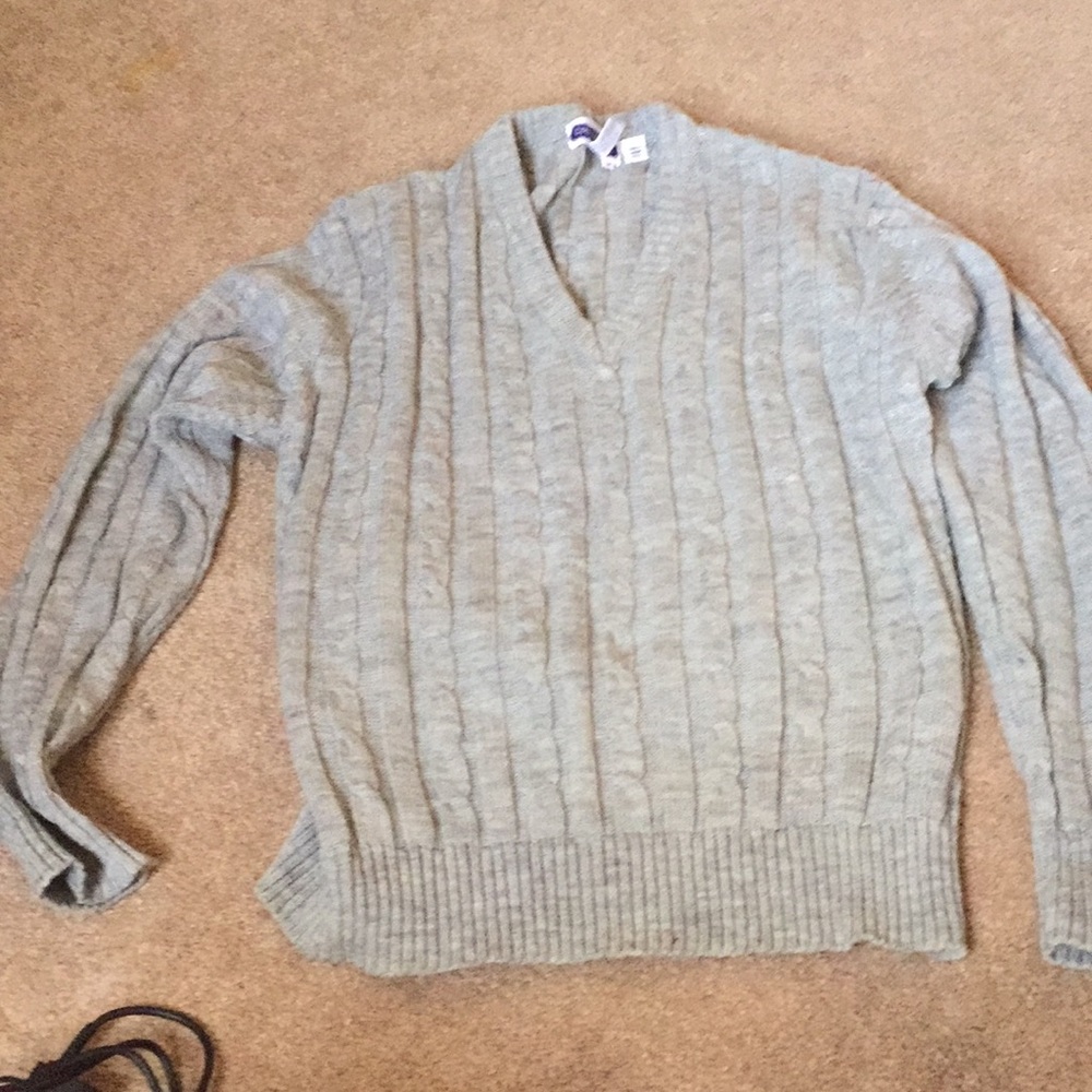 Grey Vintage Argyle Print Sweater